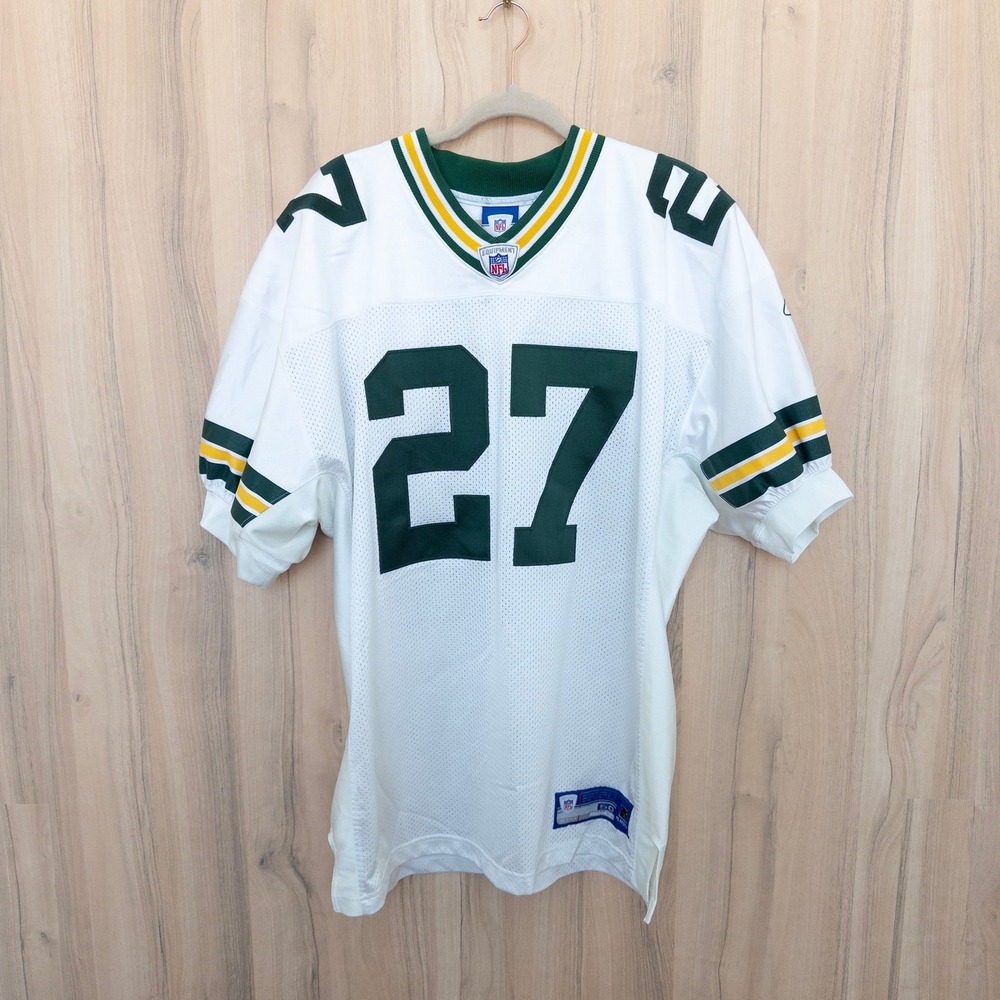 Vintage Reebok Green Bay Packers Hawkins #27 Jersey Men 50 NFL Football White